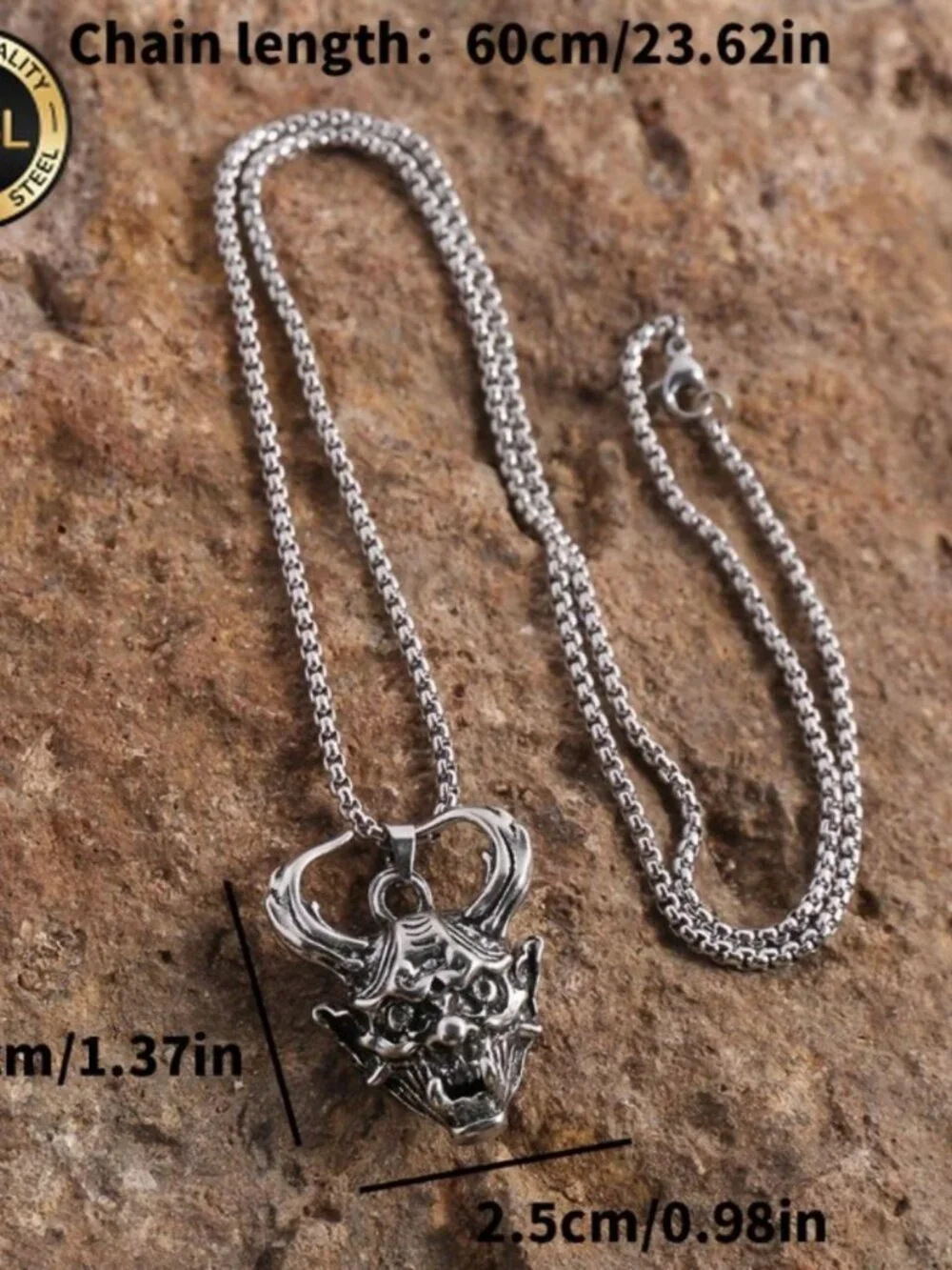 Mens 2pcs devil skull pendant necklace gothic hip hop set